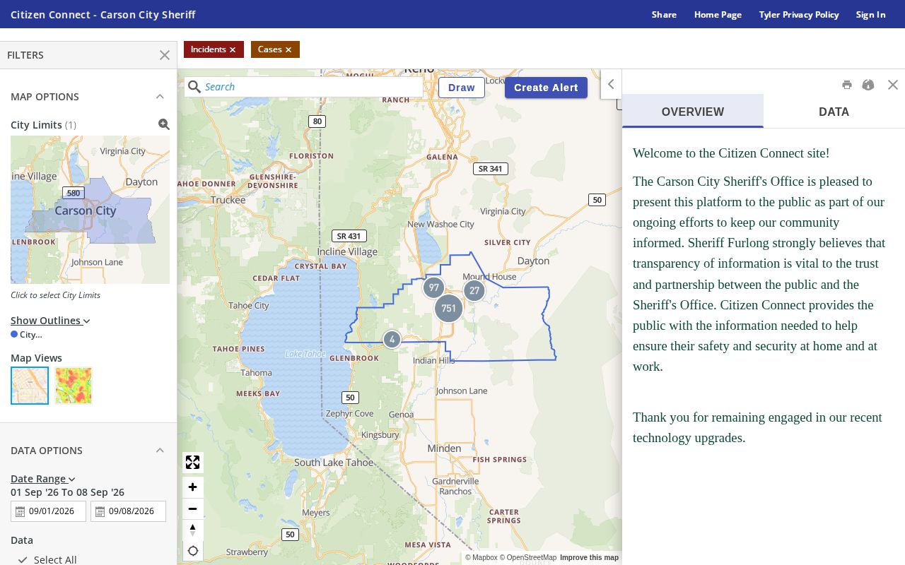Carson City Sheriff community crime and response portal