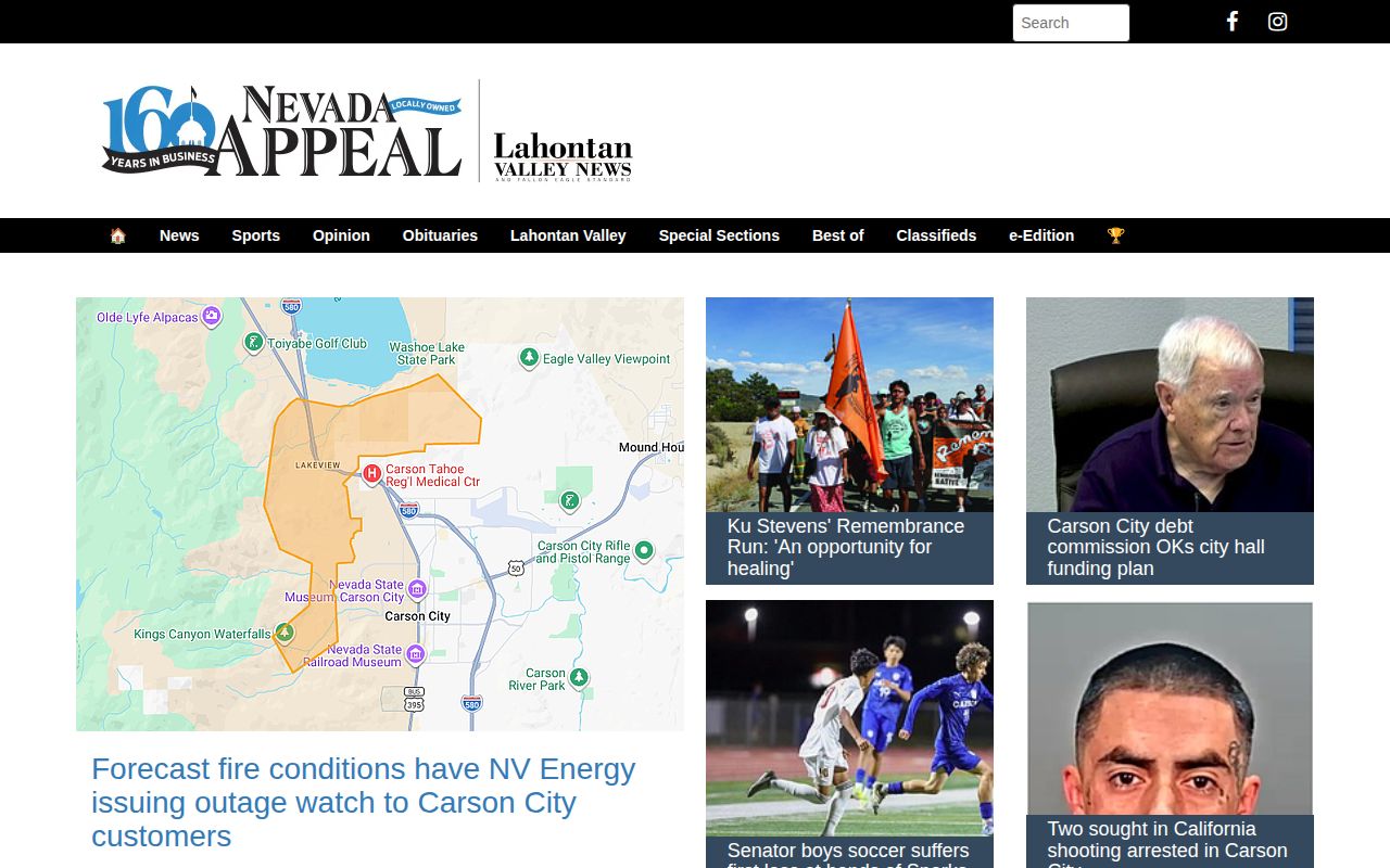 Nevada Appeal local news website